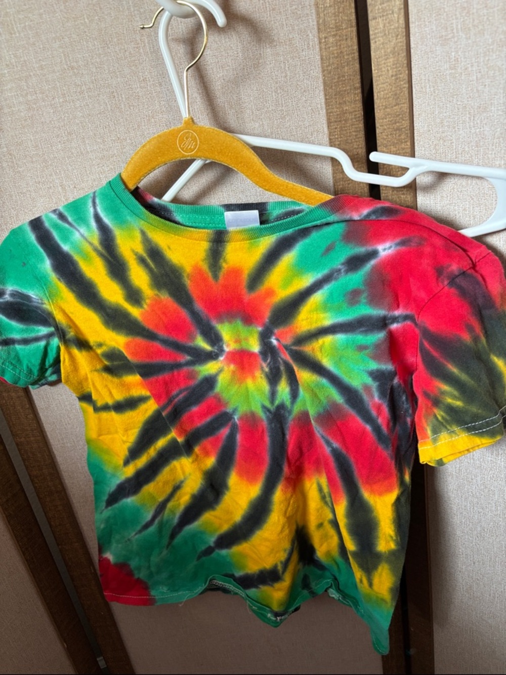 Kids Colortone Tie-Dye Short Sleeve Tee - Red, Yellow & Green Small